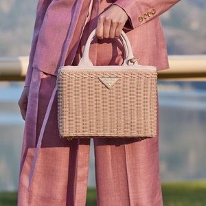 The Prada Midollino Tote Prada Women's Pink Wicker And Hemp Handbag